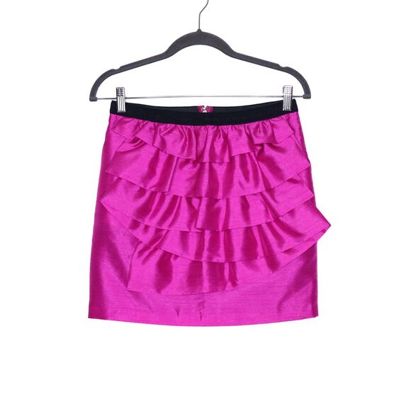 FUMBLIN' FOE Ruffle Front Skirt Fuchsia Pink Pencil Mini Length Women's XS - Picture 1 of 12